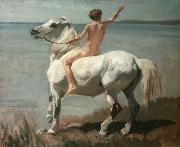 Rudolf Koller Chico con caballo Spain oil painting artist